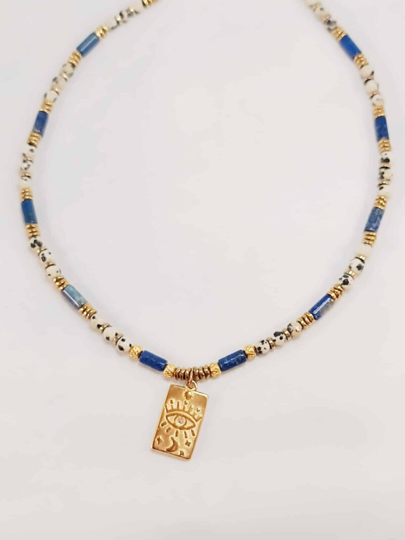 Collier SOOR lapis lazuli et jaspe dalmatien