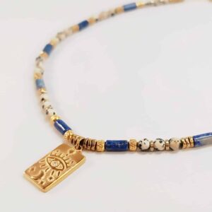 Collier SOOR lapis lazuli et jaspe dalmatien