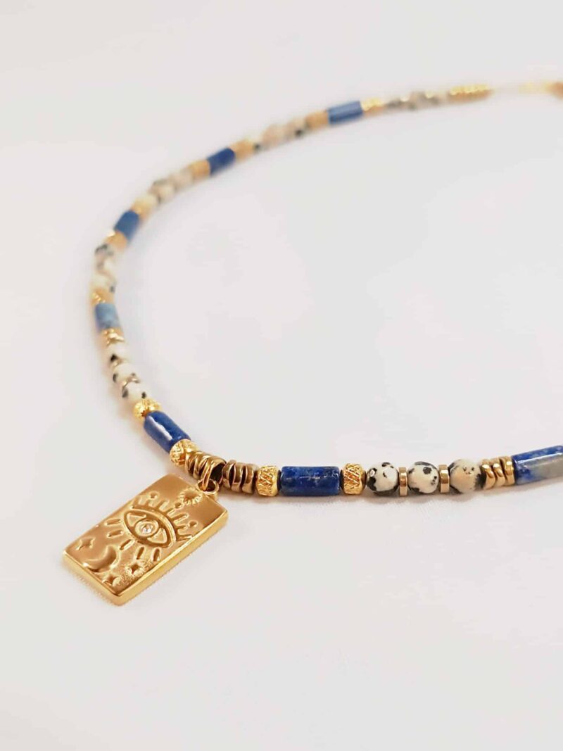 Collier SOOR lapis lazuli et jaspe dalmatien