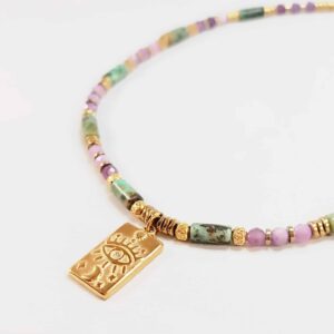 Collier SOOR turquoise africaine et lépidolite