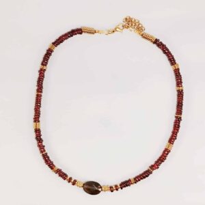 Collier HOPE grenat et quartz fumé