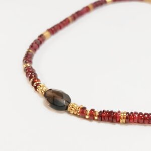 Collier HOPE grenat et quartz fumé