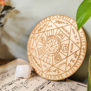 Sceau des 7 Archanges en bois - Décoration spirituelle - Ø 17 cm