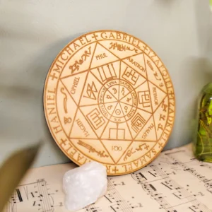 Sceau des 7 Archanges en bois - Décoration spirituelle - Ø 17 cm