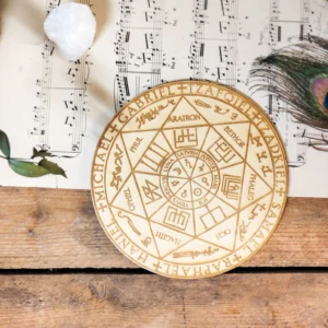 Sceau des 7 Archanges en bois - Décoration spirituelle - Ø 17 cm