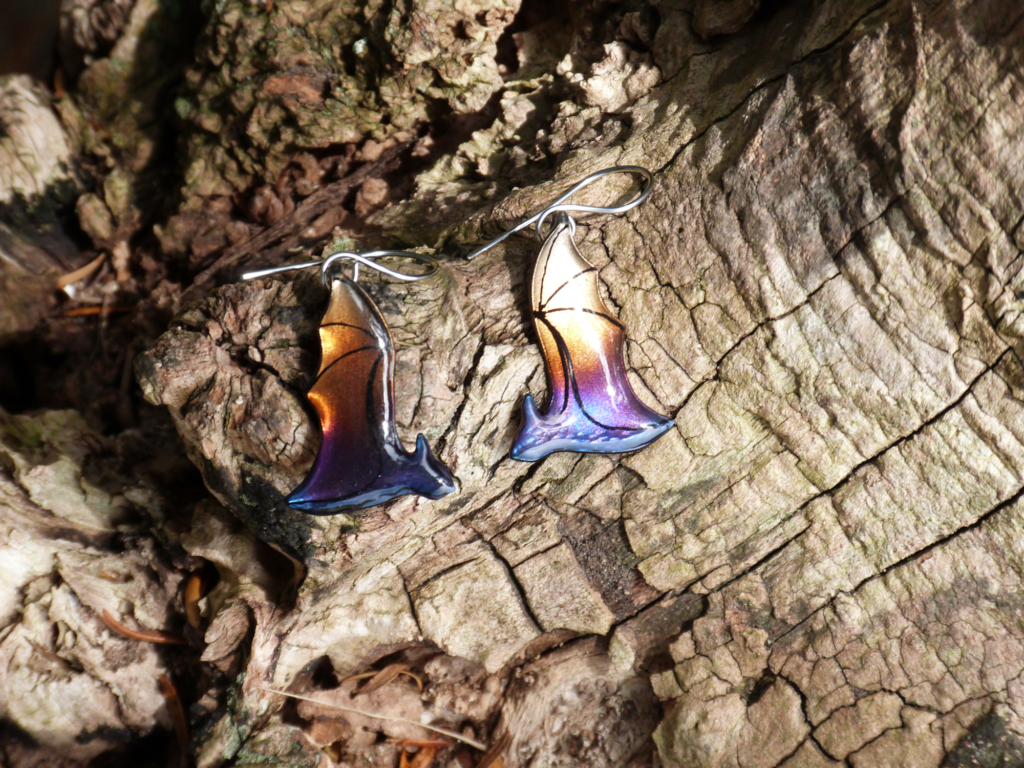 Boucles d'oreilles chauve souris multicolores