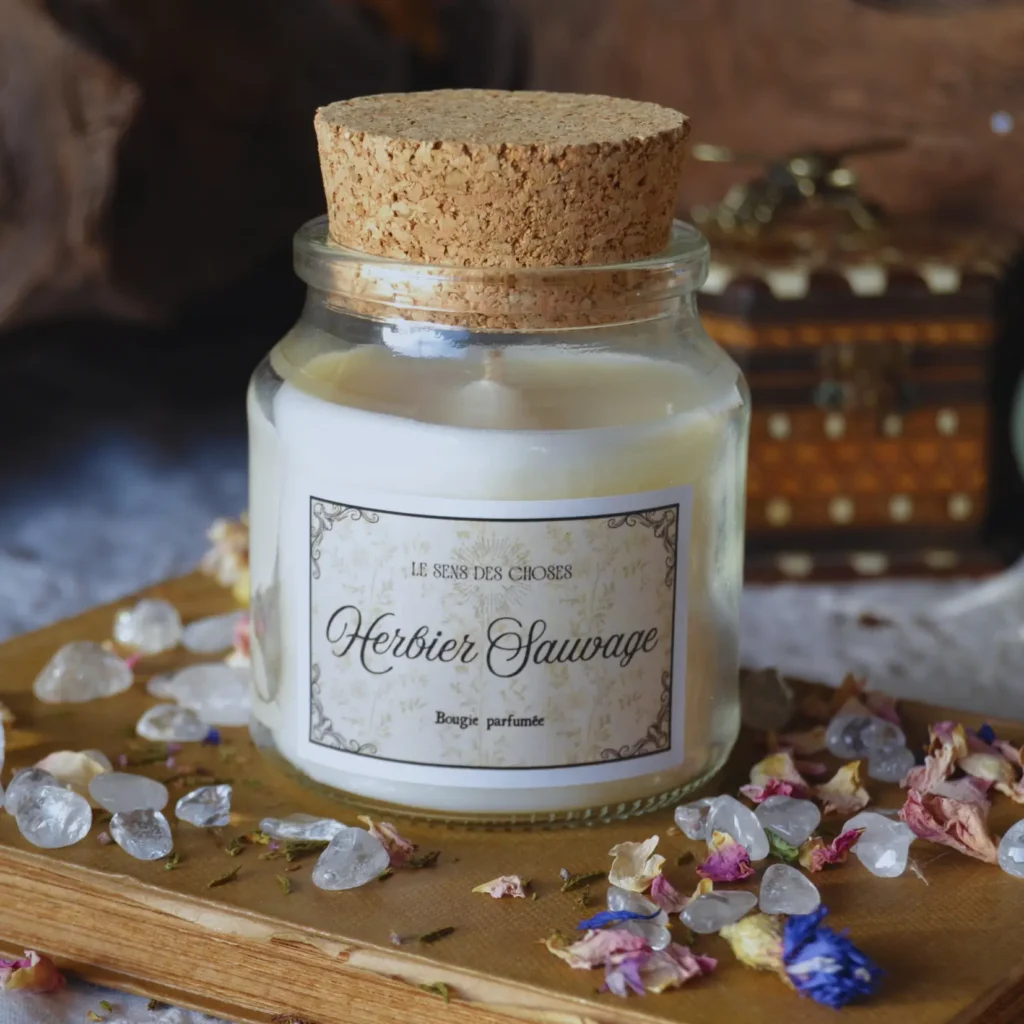 Bougie parfumée artisanale Herbier Sauvage | Rituel de purification magique | Sauge, menthe, basilic