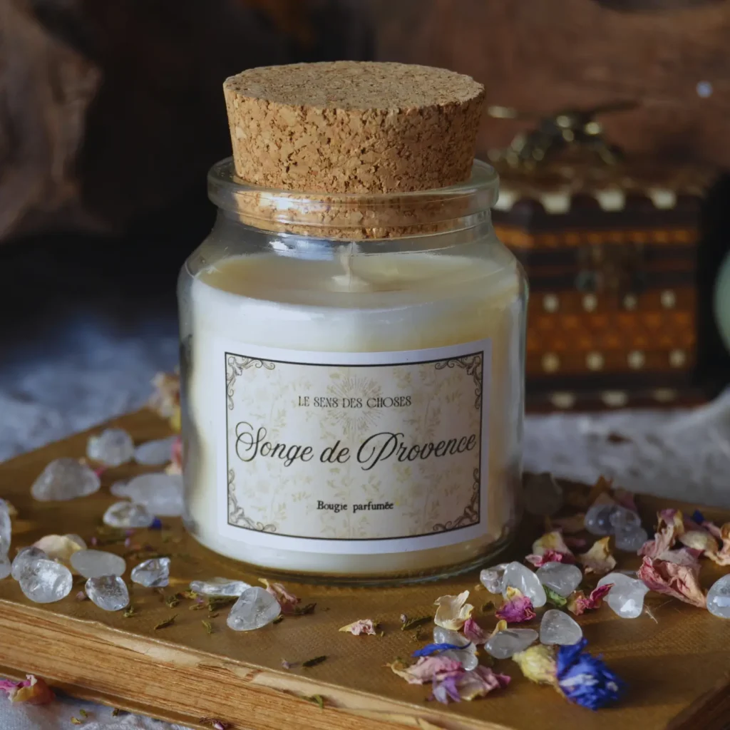 Bougie parfumée artisanale Songe de Provence | Lâcher-prise et sommeil paisible | Lavande et musc