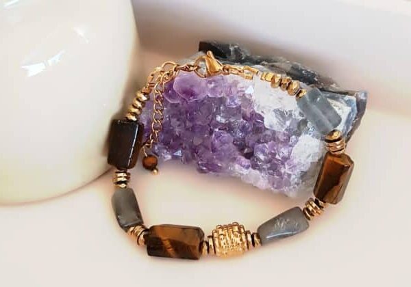 Bracelet KIVAR labradorite et oeil de tigre