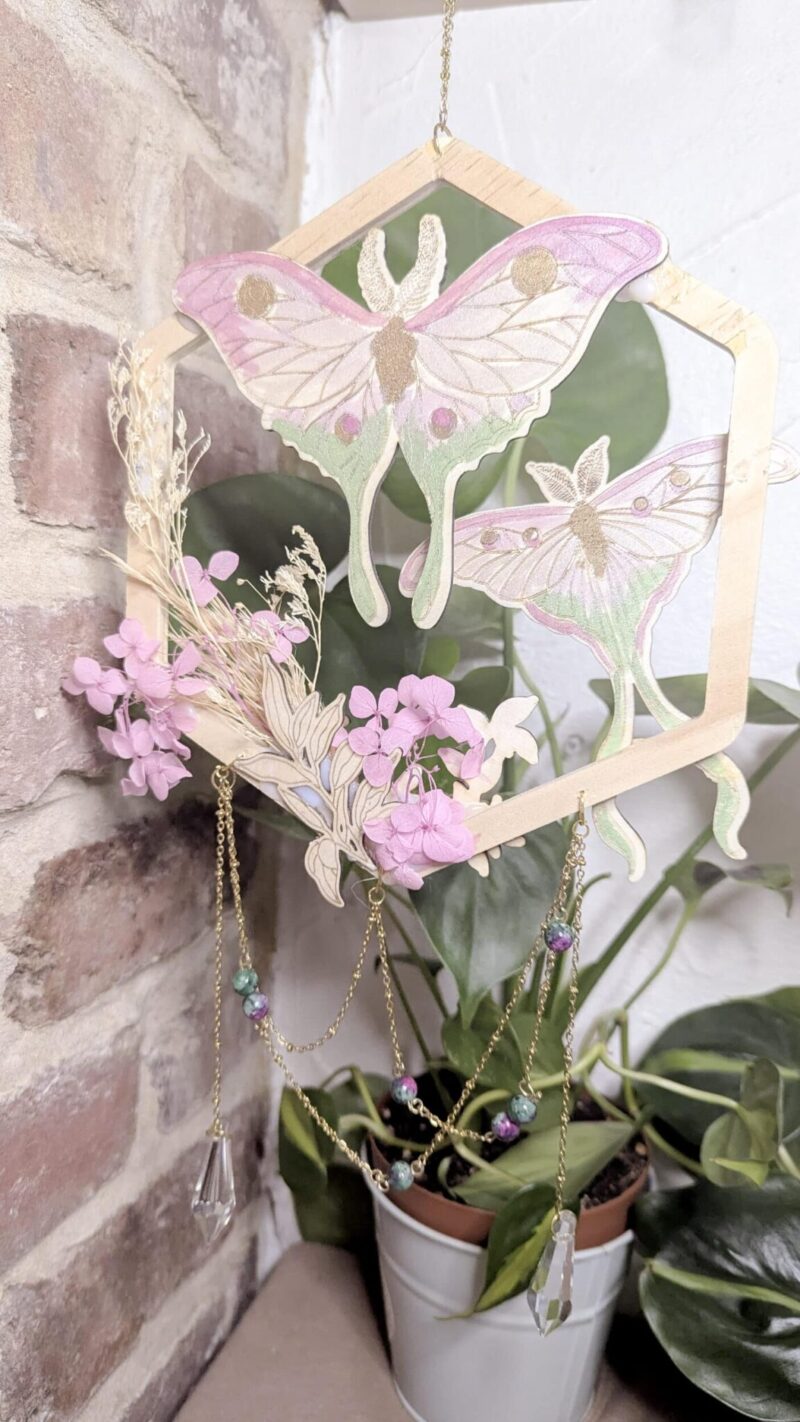 Suncatcher “Danse des Papillons” – Rubis Zoïsite