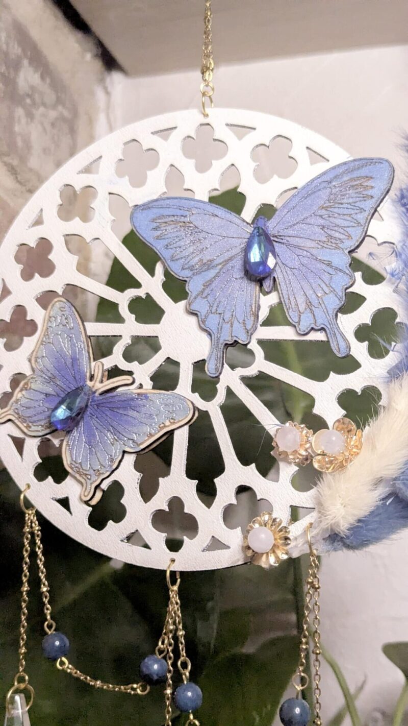 Suncatcher “Papillons Azur” – Apatite Bleue