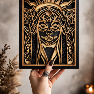 Santa Muerte – Sculpture murale en bois 3D, énergie de protection et de renaissance