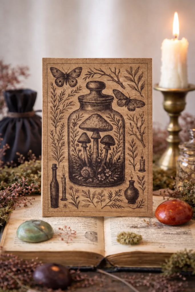 Cloche botanique – Carte décorative en bois gravée