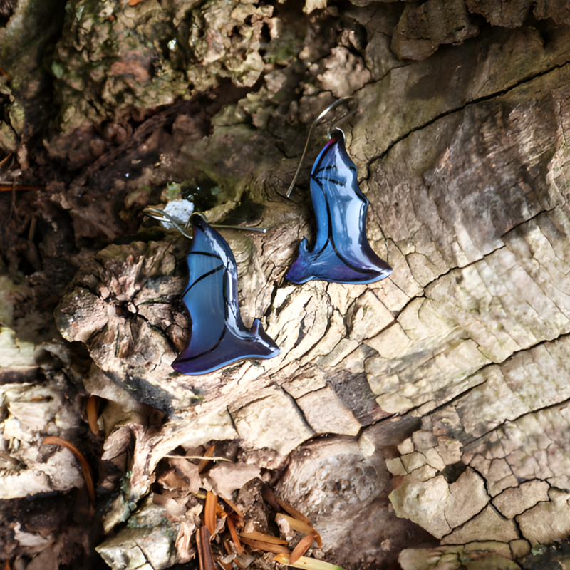 Boucles d’oreilles chauve souris bleu