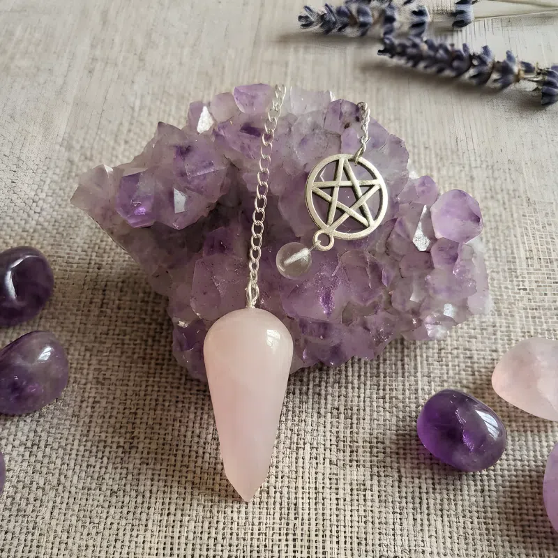 Pendule Cône quartz rose