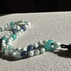 Collier Mala Sacré « Snotra » : Cyanite & Amazonite