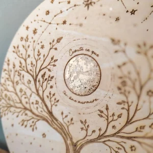Arbre de vie avec lune finition feuille d'or - Décoration d'autel