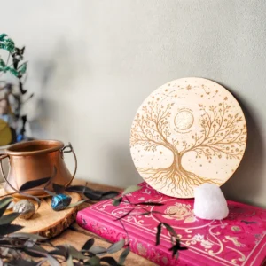 Arbre de vie avec lune finition feuille d'or - Décoration d'autel