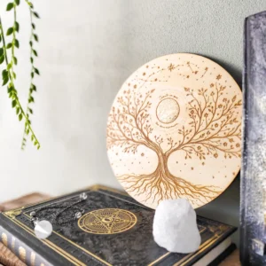 Arbre de vie avec lune finition feuille d'or - Décoration d'autel