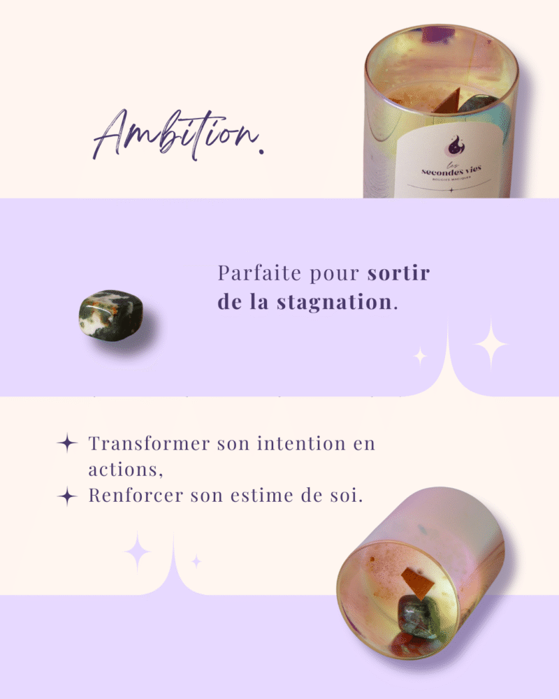 Bougie parfumée rituelle Ambition - Agathe indienne & Citrine.