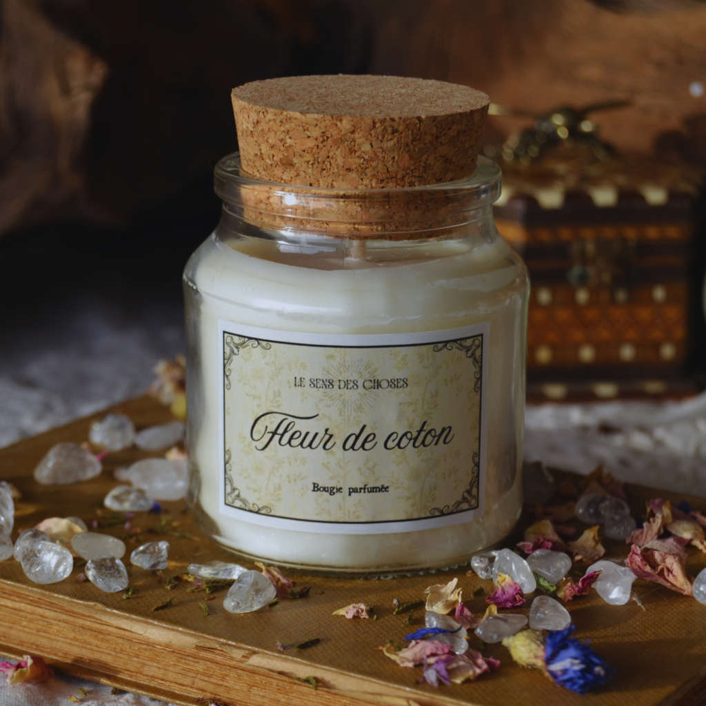 Bougie parfumée artisanale Fleur de Coton | Rituel cocooning tendresse et pureté