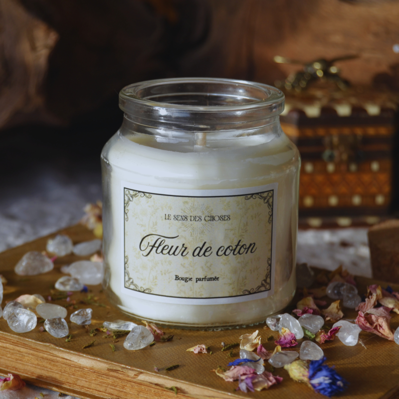 Bougie parfumée artisanale Fleur de Coton | Rituel cocooning tendresse et pureté