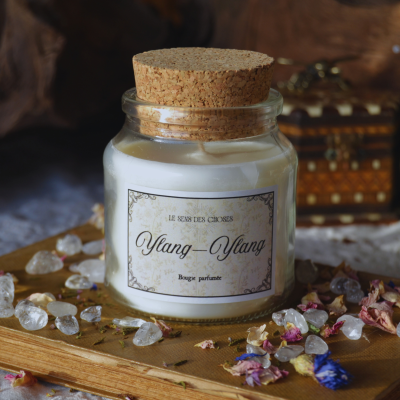 Bougie parfumée artisanale Ylang-ylang | Bougie rituel de lâcher-prise et éveil des sens