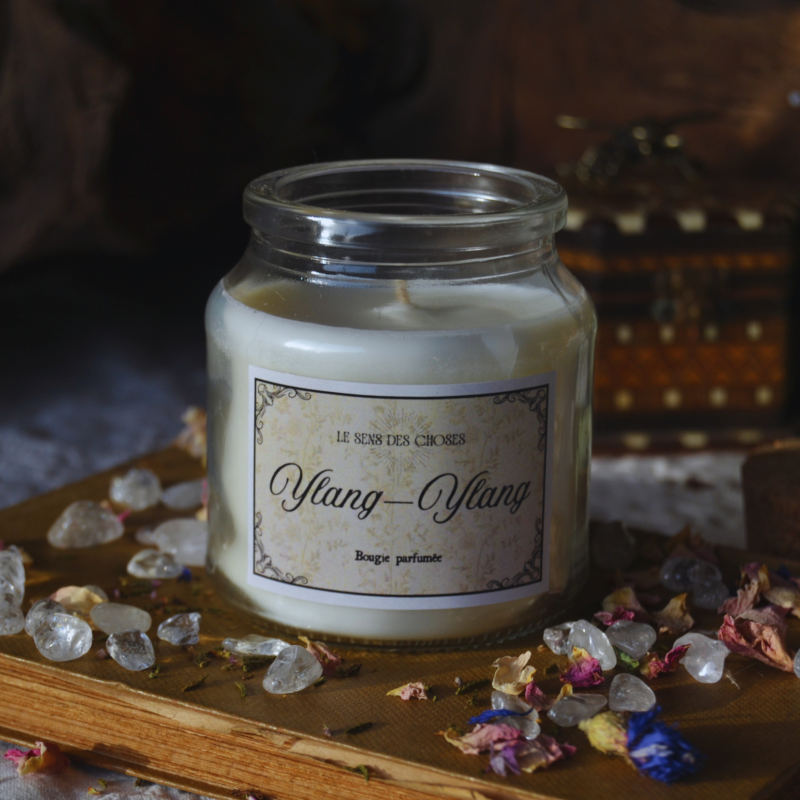 Bougie parfumée artisanale Ylang-ylang | Bougie rituel de lâcher-prise et éveil des sens