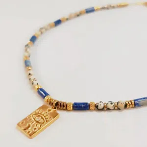 Collier SOOR lapis lazuli et jaspe dalmatien