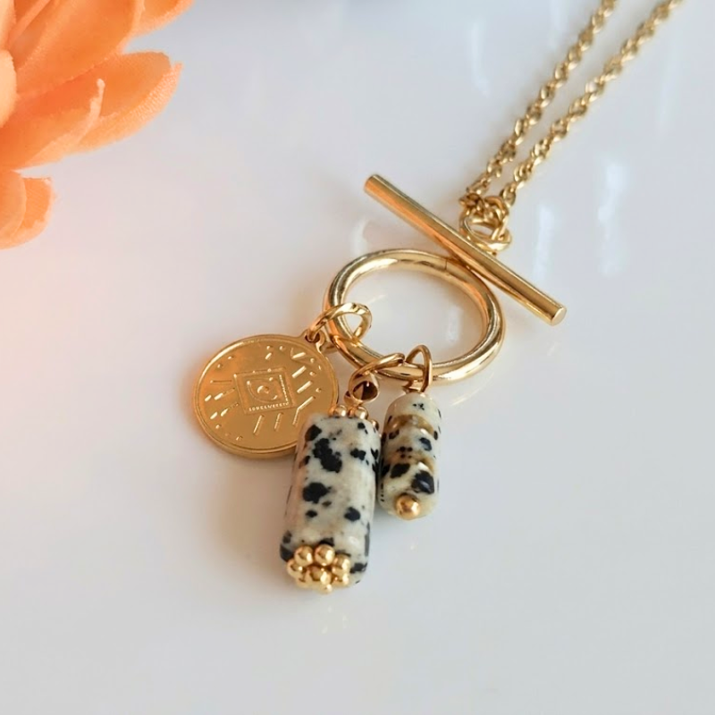 Collier RAADHI jaspe dalmatien