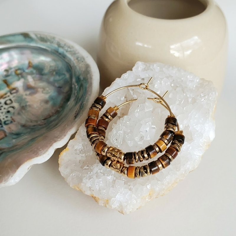 Boucles VINANKA oeil de tigre