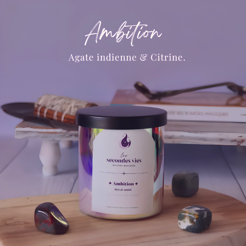 Bougie parfumée rituelle Ambition - Agathe indienne & Citrine.
