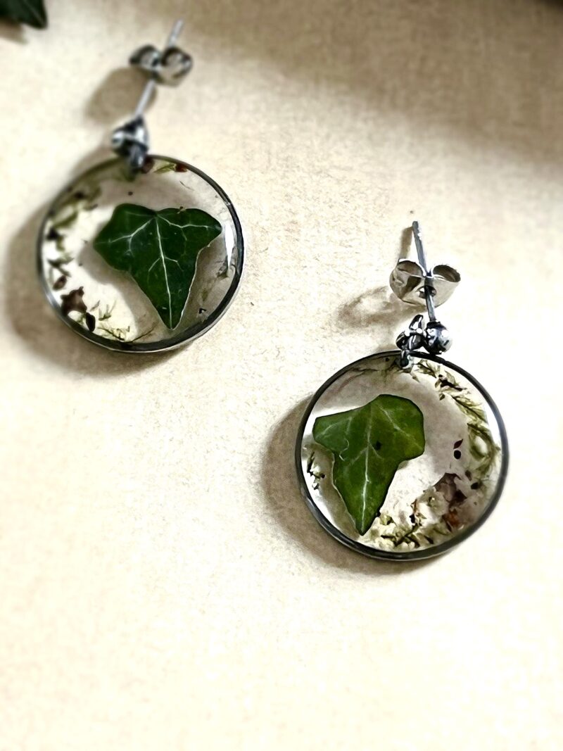 Boucles d'oreilles : "Lierre éternel" - Collection Herbier figé
