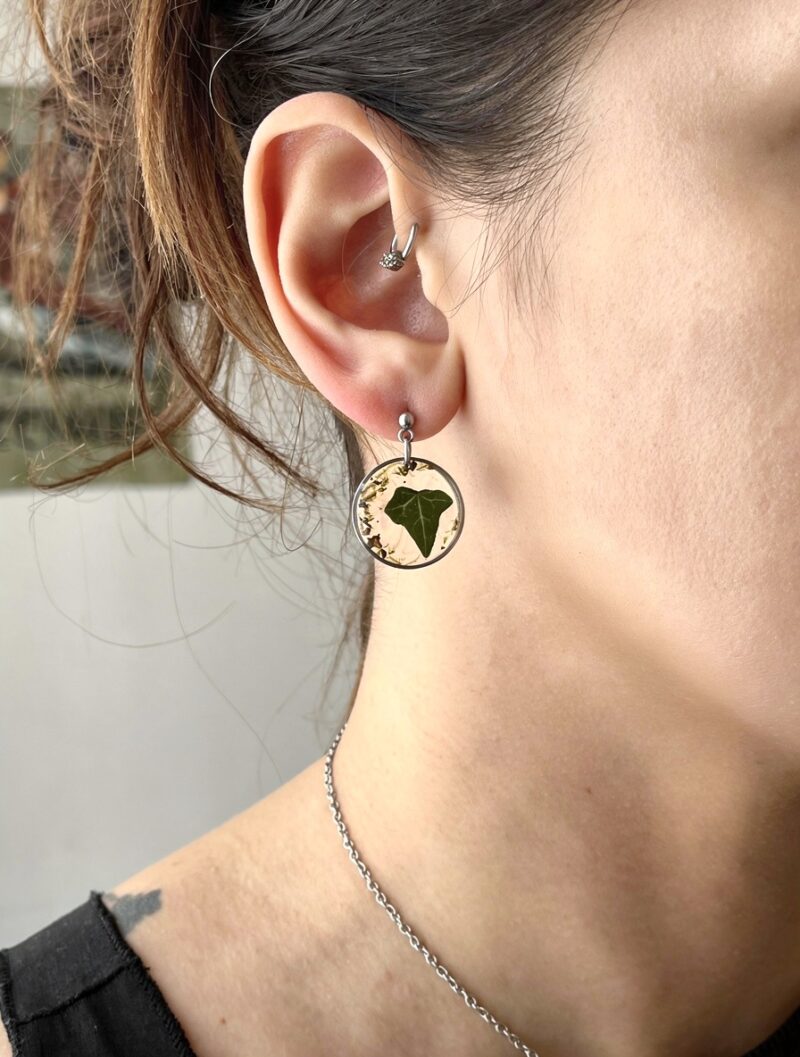 Boucles d'oreilles : "Lierre éternel" - Collection Herbier figé