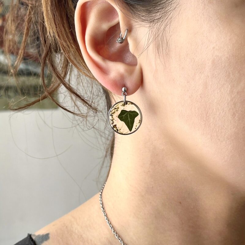 Boucles d'oreilles : "Lierre éternel" - Collection Herbier figé