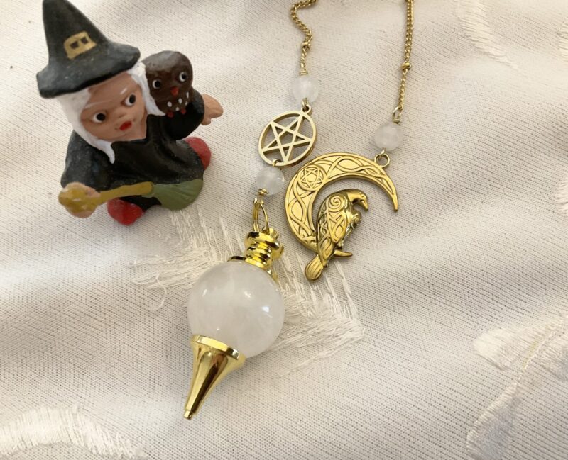 Pendule Sephoroton Corbeau & Pentacle - Cristal de Roche