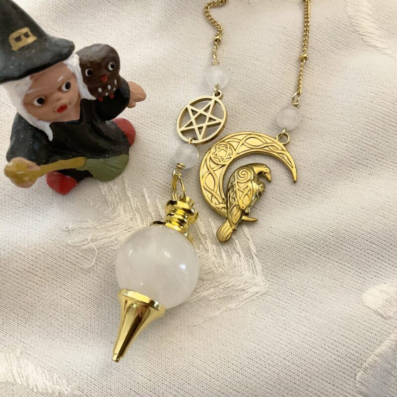 Pendule Sephoroton Corbeau & Pentacle - Cristal de Roche