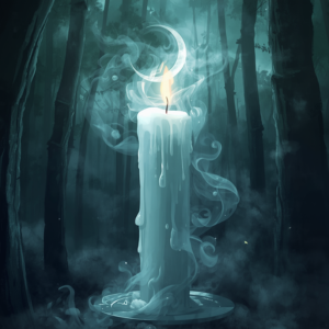 bougie blanche rituel Artémis lune croissant ésotérique