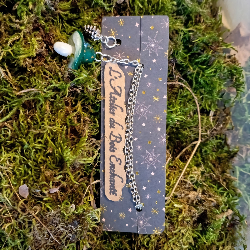 Marque page chainette - champignon vert