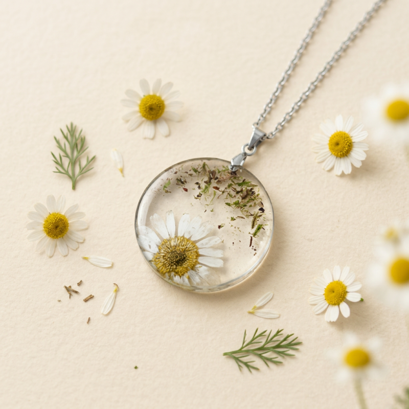 Collier "Douce Camomille" - Collection Herbier figé