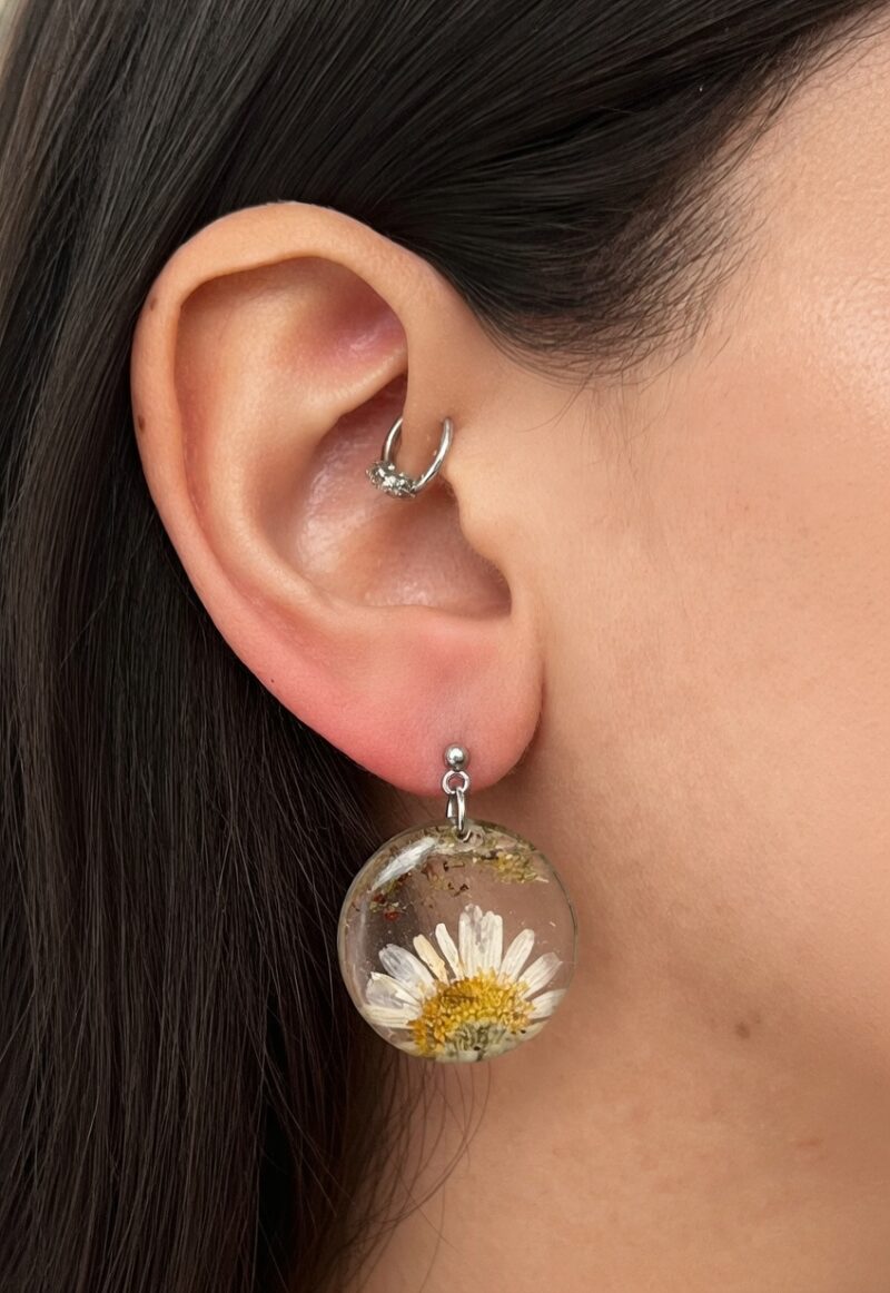 Boucles d'oreilles "Douce Camomille" - Collection Herbier figé
