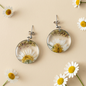 Boucles d'oreilles "Douce Camomille" - Collection Herbier figé