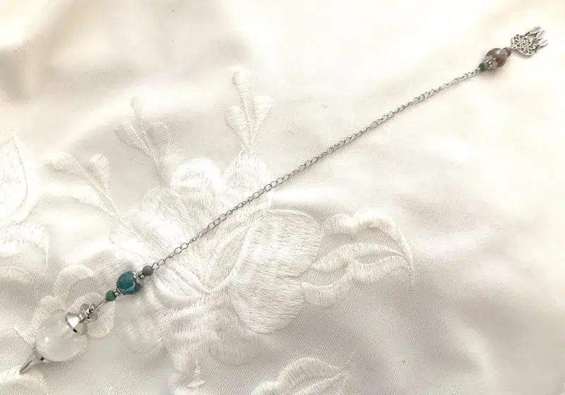 IMG_4777 Pendule de divination Attrape-Rêves - Cristal de Roche & Jaspe Turquoise