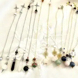 Pendule Séphoroton Loup & Plume - Cristal de Roche et Aigue-Marine
