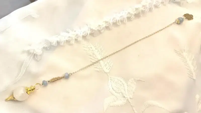 Pendule Séphoroton Loup & Plume - Cristal de Roche et Aigue-Marine