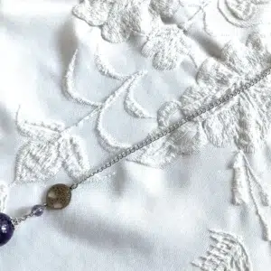Pendule de divination en Améthyste et Arbre de vie en acier inoxydable