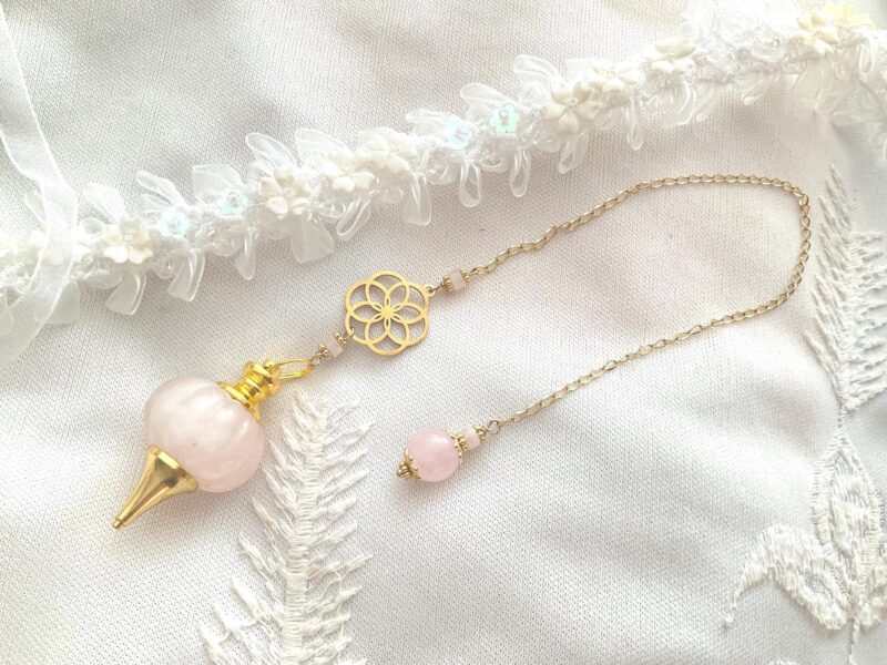 Pendule divinatoire Graine de vie & Quartz rose
