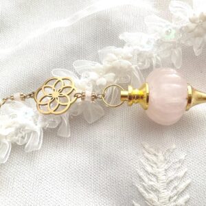 Pendule divinatoire Graine de vie & Quartz rose