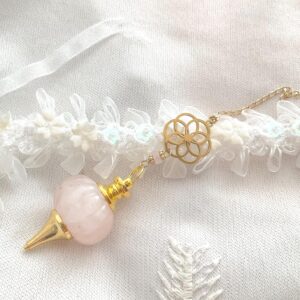 Pendule divinatoire Graine de vie & Quartz rose