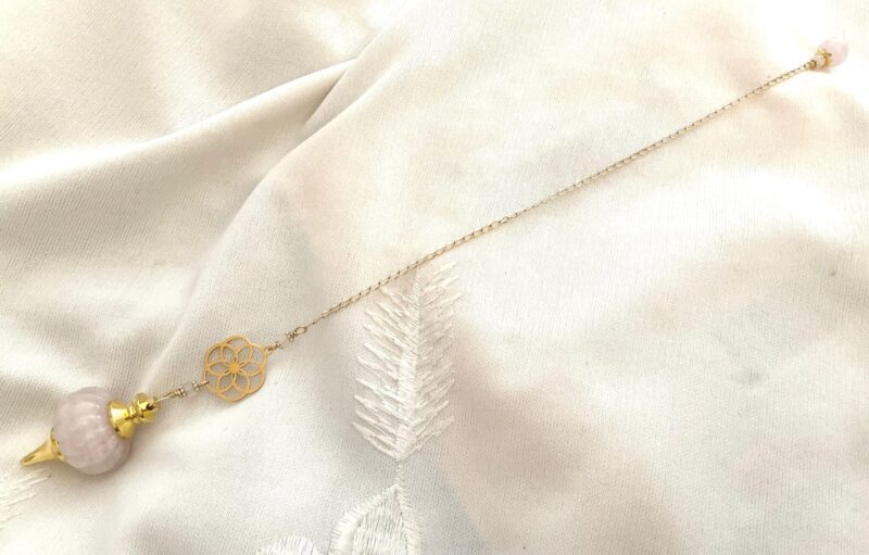 Pendule divinatoire Graine de vie & Quartz rose